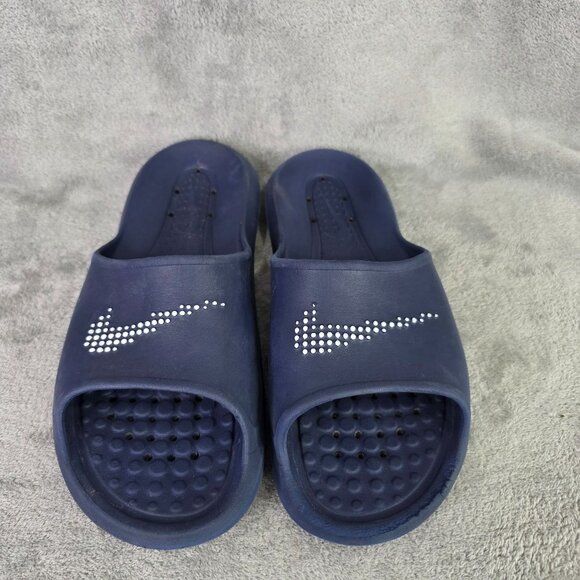 Mens Nike Navy Blue Victori One Shower Slide Sandals w/ White Logo Size 11 - Picture 2 of 7